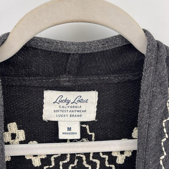 Lucky Lotus Lucky Brand boho southwestern embroidered open front cardigan sz M - Picture 5 of 6